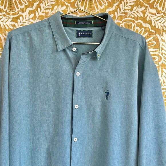 William Murray Classic Men's Performance Long Sleeve Button Down Shirt Blue XL - Picture 2 of 11